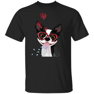 Funny Cute Dog Valentine Heart American Boston Terrier