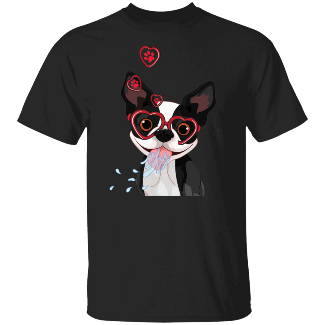 Funny Cute Dog Valentine Heart American Boston Terrier