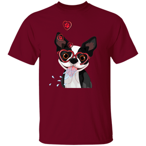 Funny Cute Dog Valentine Heart American Boston Terrier